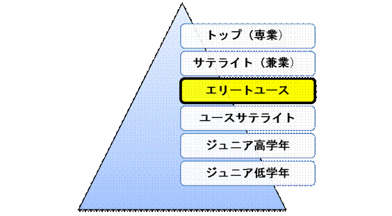 ＜実力別によるピラミッドの紹介（年代別ピラミッドとは異なる）＞